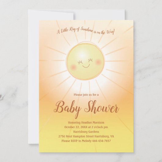 Kleine Ray van Sunshine Baby shower Kaart (Voorkant)