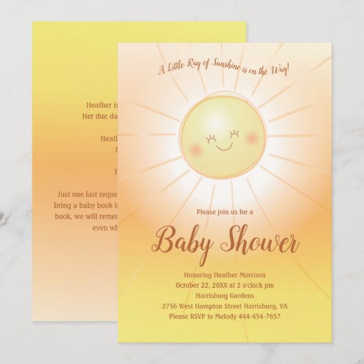 Kleine Ray van Sunshine Baby shower Kaart (Voorkant / Achterkant)