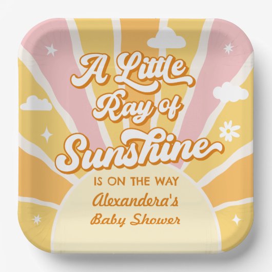 Kleine Ray van Sunshine Baby shower Papieren Bordje (Voorkant)