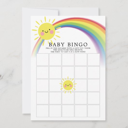 Kleine Ray van Sunshine BINGO Baby shower Game Kaart (Voorkant)