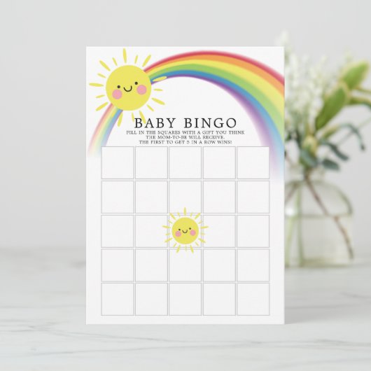 Kleine Ray van Sunshine BINGO Baby shower Game Kaart (Staand voorkant)