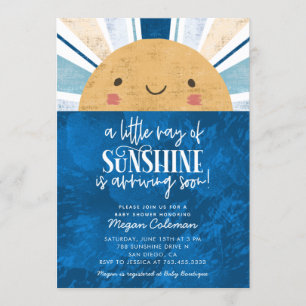 Kleine Ray van Sunshine Blue Baby shower Kaart