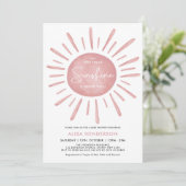 Kleine Ray van Sunshine Boho Pink Sun Baby shower Kaart (Staand voorkant)