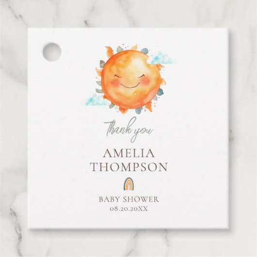 Kleine Ray van Sunshine Boho regenboogBaby shower Bedankjes Labels
