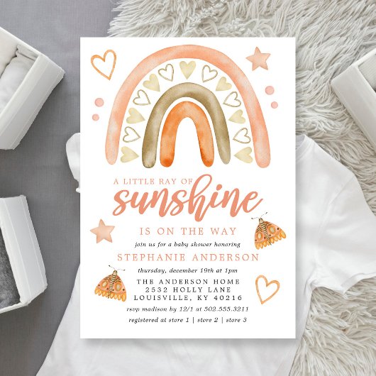 Kleine Ray van Sunshine Boho regenboogBaby shower Kaart