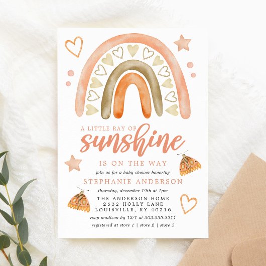 Kleine Ray van Sunshine Boho regenboogBaby shower Kaart