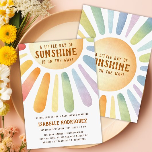 Kleine Ray van Sunshine Boho regenboogBaby shower Kaart