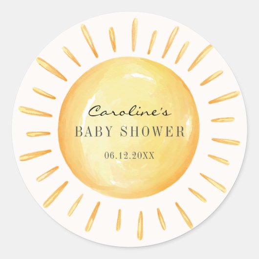 Kleine Ray van zonneschijnlijk Baby shower Ronde Sticker (Voorkant)