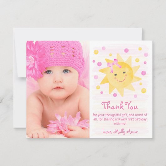 Kleine Ray van zonneschijnse Waterverf Birthday Bedankkaart (Voorkant)