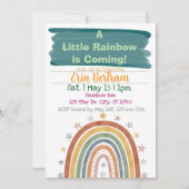 Kleine Regenboog Komt Achteraan, Boho Baby Borrel Kaart (Voorkant)