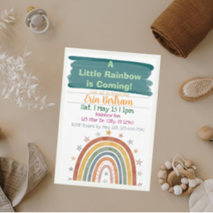 Kleine Regenboog Komt Achteraan, Boho Baby Borrel Kaart