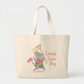 Kleine regenbooghippo die naar het strand loopt grote tote bag (Voorkant)