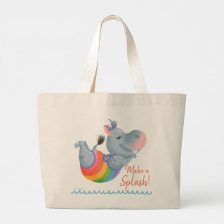 Kleine regenbooghippo geluk - maak een spuit! grote tote bag