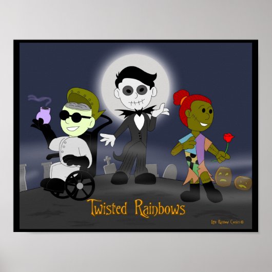 Kleine regenboogstrips: verdraaide regenbogen poster (Voorkant)