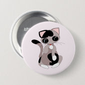 Kleine reinigingskat roze Button Uw kleuren (Voorkant /achterkant)