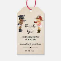 Kleine rekruut komt baby shower favor gift tag