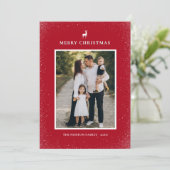 Kleine Rendier Eenvoudige Sneeuwvlokken Custom 2 F Feestdagenkaart (Staand voorkant)