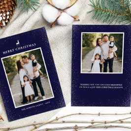 Kleine Rendier Eenvoudige Sneeuwvlokken Custom 2 F Feestdagenkaart