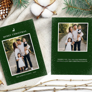 Kleine Rendier Eenvoudige Sneeuwvlokken Custom 2 F Feestdagenkaart