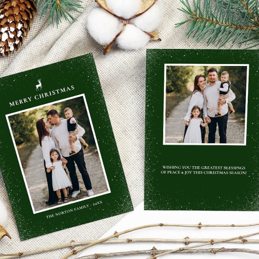 Kleine Rendier Eenvoudige Sneeuwvlokken Custom 2 F Feestdagenkaart