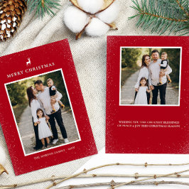 Kleine Rendier Eenvoudige Sneeuwvlokken Custom 2 F Feestdagenkaart