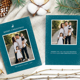 Kleine Rendier Eenvoudige Sneeuwvlokken Custom 2 F Feestdagenkaart