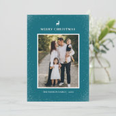 Kleine Rendier Eenvoudige Sneeuwvlokken Custom Fot Feestdagenkaart (Staand voorkant)