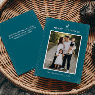 Kleine Rendier Eenvoudige Sneeuwvlokken Custom Fot Feestdagenkaart