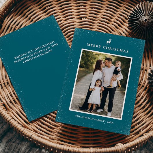 Kleine Rendier Eenvoudige Sneeuwvlokken Custom Fot Feestdagenkaart