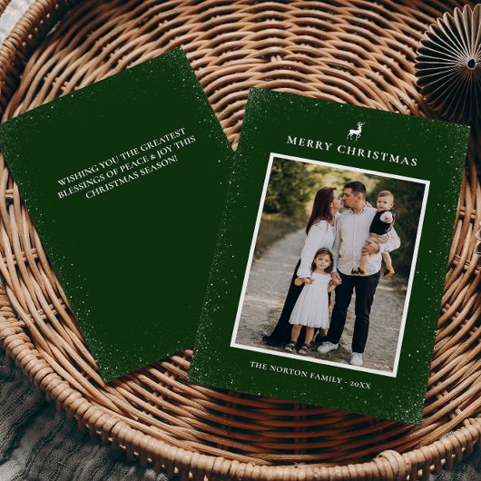 Kleine Rendier Eenvoudige Sneeuwvlokken Custom Fot Feestdagenkaart