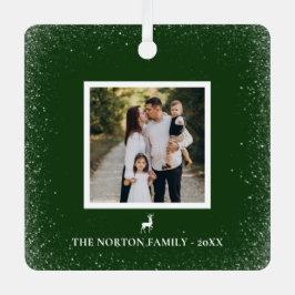 Kleine Rendier Eenvoudige Sneeuwvlokken foto groen Metalen Ornament