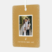 Kleine Rendier Eenvoudige Sneeuwvlokken foto Ocher Metalen Ornament (Voorkant links)