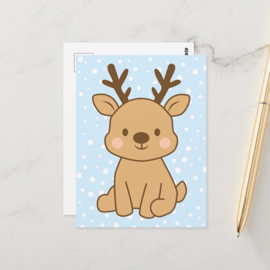 Kleine Rendieren Briefkaart (Voorkant / Achterkant in situ)