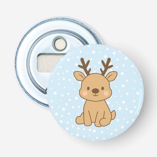 Kleine Rendieren Button Flesopener (Voorkant)