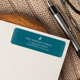 Kleine Rendieren Eenvoudige Sneeuwvlokken BLAUWGRO Etiket