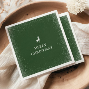 Kleine Rendieren Eenvoudige Sneeuwvlokken Kerstbos Servet