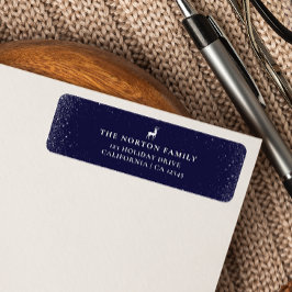 Kleine Rendieren Eenvoudige Sneeuwvlokken NAVY Ker Etiket