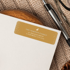 Kleine Rendieren Eenvoudige Sneeuwvlokken Oker Ker Etiket