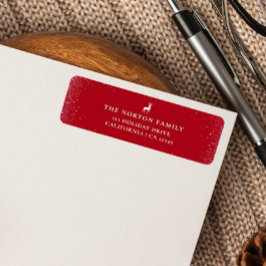 Kleine Rendieren Eenvoudige Sneeuwvlokken Rode Ker Etiket