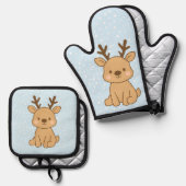 Kleine Rendieren Ovenwant & Pannenlap Set (Voorkant / Achterkant)