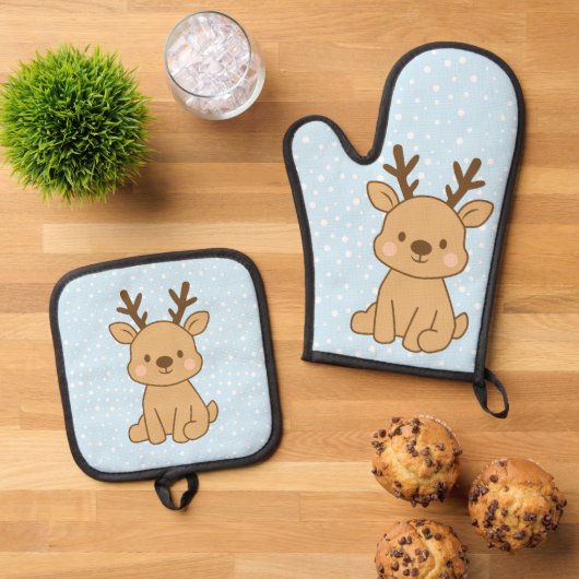 Kleine Rendieren Ovenwant & Pannenlap Set (Top down)