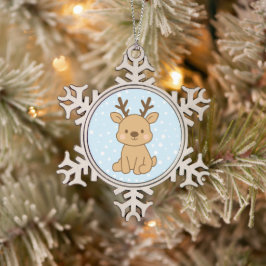 Kleine Rendieren Tin Sneeuwvlok Ornament