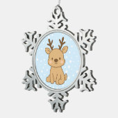 Kleine Rendieren Tin Sneeuwvlok Ornament (Rechts)