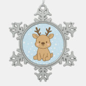 Kleine Rendieren Tin Sneeuwvlok Ornament (Voorkant)