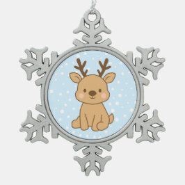 Kleine Rendieren Tin Sneeuwvlok Ornament