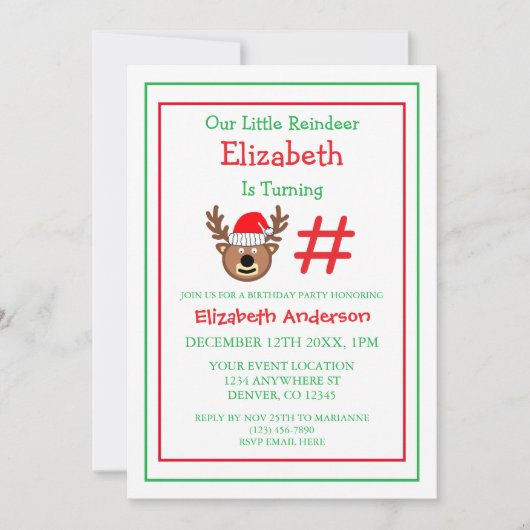 Kleine rendierkinderen van Birthday Kaart (Voorkant)