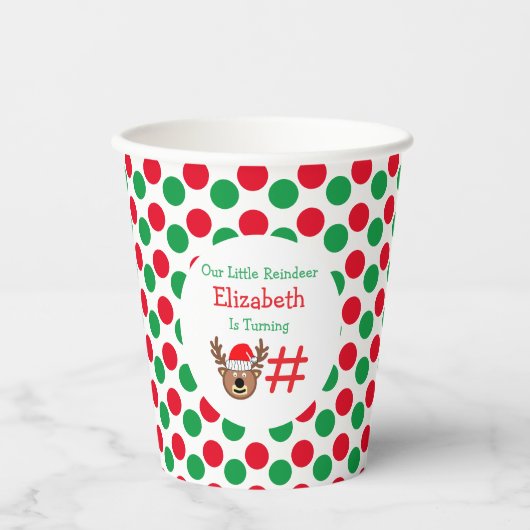 Kleine rendierkinderen van Birthday Papieren Bekers (Voorkant)