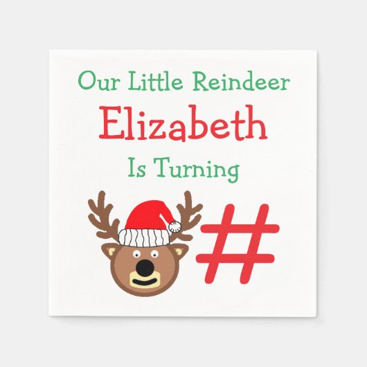 Kleine rendierkinderen van Birthday Servet (Voorkant)