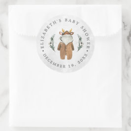 Kleine rendiervis | kerstcadeautje voor Baby showe Ronde Sticker