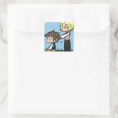 Kleine revolutionairen vierkante sticker (Tas)